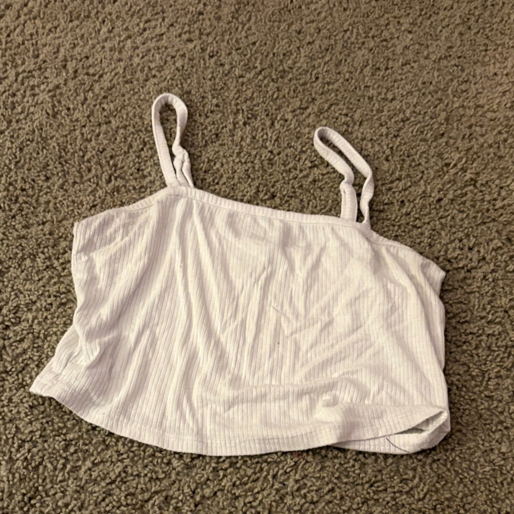 Bozzolo White Ribbed Camisole Top
